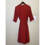 Eileen Fisher Red Silk 3/4 Sleeve Midi Wrap Dress Georgette Crepe Lagenlook Photo 3