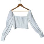 Forever 21 Corset Crop Top Women L White Long Sleeve Square Neck Coastal Cowgirl Photo 2