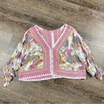 Free People  Top White Pink S Oversized Cath Me If You Can Paisley Boho Dolman Photo 1