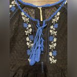 Free People transparent black blue embroidered tassel blouse women’s size XS Photo 6
