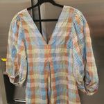 Ganni ππ Seersucker Check Dress ~ Midi Tent Plaid Picnic Balloon Sleeve Size 40 Photo 14