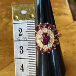Natural Wine Garnet Ethiopian Opal Sterling Silver Ring Size 6.75 Gold Photo 6