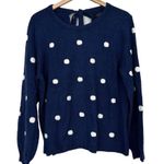 Lucky Brand Navy Blue Polka Dot Keyhole Back Sweater Sz XL Photo 4