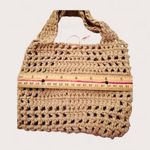 Handmade Beige Crochet Market Tote Bag, 6x7, Boho Knit Purse Photo 4