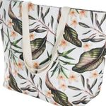 LEAF AND LILY FLOWER PRINT CANVAS OVERSIZED TOTE BAG 21x15 Photo 0