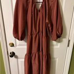 Ophelia Roe Chic Long Sleeve Rust Dress Photo 1
