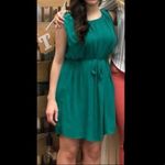 Forever 21 Emerald Green Tie Waist Pleated Sheath Dress Short Photo 4