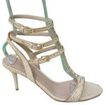 Donald Pliner Metallic Gold Snake Bone Leather Shoe New Strappy Sandal NWT $325 Size 6.5 Photo 0