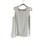 Woman Within Women's  Striped Button-Front Tank Top Plus Size 16/20W White/Blue Photo 8