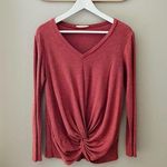 Twenty Second Long Sleeve Front Knot Top Pink Sz Small Photo 0