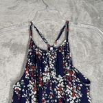 Cupshe  Dress Womens Small Navy Blue White Floral Ruffle Colorful Cruise Vacation Photo 3