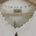 CACTUS Vintage Y2K White Black Paris Eiffel Tower V Neck Graphic Long Sleeve Top Size L Photo 5