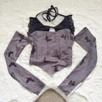 Dazy grey and black butterfly print halter top Size XS Photo 1