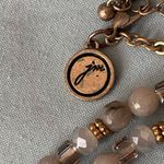 32” Necklace Stone Beads Beaded With Antler Tip Shape Pendant 2.5” H Cream Brown Tan Photo 3