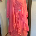 NWOT coral sleeveless formal dress with sheer coat rhinestone brooch size 14 Pink Photo 0