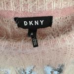 DKNY y2k baby pink silver sequin fuzzy logo sweater M Photo 5