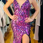 Miss Ord Purple Bodycon Geometric Formal Metallic Dress  Photo 0