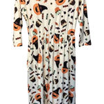 Naggoo Halloween Dress Pumpkins Ghosts Candy Bats Stretch NWT New Sz S Fit Flare White Photo 0