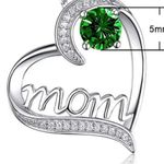 New green gemstone silver plated rhinestone Mom heart necklace valentines gift Photo 1
