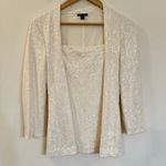 Lafayette 148  White Sequin Long Sleeve Shirt sz M Photo 1