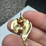 Avon Gold Tone Metal Feather Clear Rhinestone Pierced Stud Earrings Photo 4