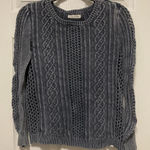 Volcom Acid Wash Blue Open Knit Long Sleeve Sweater Photo 0