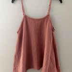 Lani Lau Tank Top Small Textured Gauze Swing Boho Minimalist Beach Oversize Pink Photo 0