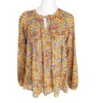 Warm NY Cotton Floral Print Long Sleeve Boho Peasant Blouse Top Size S Orange Photo 8