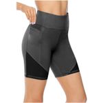 Women's Biker Shorts High Waist Yoga Running Workout Gym Spandex Compression Gray Size M Photo 0