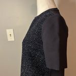 Tory Burch Tinsel sparkle shift short sleeve dress navy blue black scuba size XS Photo 3