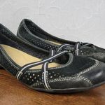 Natural Soul Women's Plantain Flats 9.5 Black Suede Leather Laser Cut Slip On Photo 0