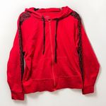 Soho  Street New York Company Hoodie‎ Womens Medium Red Full Zip Lace Accent Photo 0