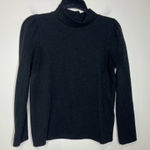 Madewell mock neck black ribbed top with puffed sleeves size medium Photo 0