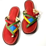 Bernardo  Multicolor Leather Thong Sandals Size 10 Slip On Flat Strappy Rainbow Photo 1