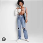 Wild Fable  Jean Women 0 Blue Distressed Straight Leg‎ High Rise Button Fly Photo 1