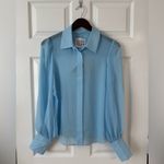 Alexia Admor ‎ NWT Womens 6 Zayn Blouson Sleeve Sheer Blouse Halogen Blue Photo 3