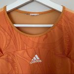Adidas  T-Shirt Top Orange Athletic Workout Athleisure Casual Sheer Climacool Photo 5