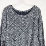Lucky Brand Plus Size 2X Top Navy Blue White Knit Floral Diamond Scoop Neck 795 Photo 2