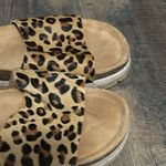 Women’s Yokono Calf Hair Leopard Slide‎ Low Platform Sandals Sz 7.5 Brown Photo 1
