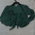 Bar III Deep Green Tie-Front Blouse Photo 1