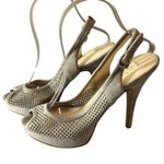 Enzo Angiolini Eascarla Suede Stiletto Cage Heels Peeptoe Slingback Beige 8.5 Photo 2