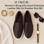 Vince  Women’s Burgundy Lizard-Embossed Leather Slip-On Sneakers Size 9M in GUC Photo 2