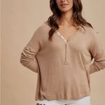 In Loom Women's Tan Henley Photo 4