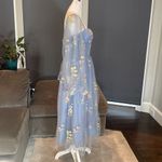 Women’s Blue Dress Embroidered Flowers & Butterflies Corset Back Size 8 **READ Blue Photo 3