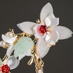 New Chinese Hairpin Hair Clip For Women Glazed Flower Pearl Tassel Headpiece Green Photo 4