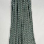 Anthropologie Muted Teal Geometric Patterned Crinkle Rayon Wide Leg Pull On Pant Photo 0