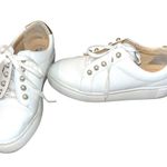 Alex Marie Wrenna Pearl Stud Embellished Leather Platform Sneakers Photo 1