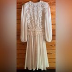 Vintage Felix Arbeo White Chiffon Lace Dress Romantic Long Sleeve 70s Small Photo 9