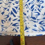 Maeve  Blue and White Leaf Print A-Line silk Skirt Photo 7