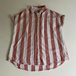 Beach Lunch Lounge Striped Button Up Top Medium Linen Look Sleeveless Photo 0